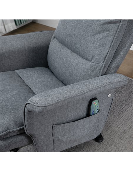 HOMCOM Swivel Massage Recliner Chair and Footstool with Remote Control, Timer and Steel Base, Grey - pic 30381 | FastDaddyshop