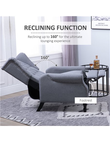HOMCOM Recliner Armchair, Wingback Chair with Footrest, Light Grey 833-677V71GY - pic 30385 | FastDaddyshop