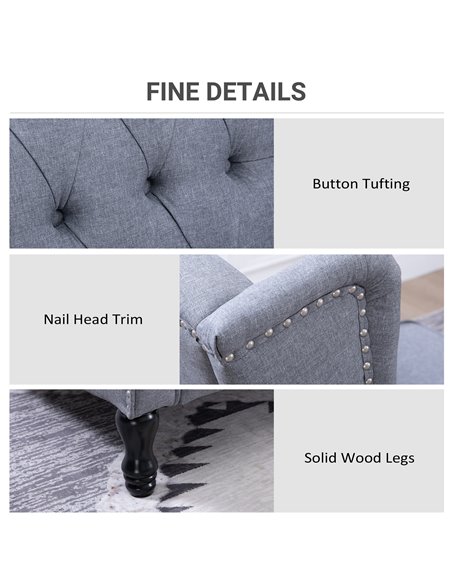 HOMCOM Recliner Armchair for Living Room, Reclining Chair, Wingback Chair with Button Tufted Back and Footrest, Light Grey - pic 30387 | FastDaddyshop