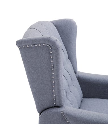 HOMCOM Recliner Armchair for Living Room, Reclining Chair, Wingback Chair with Button Tufted Back and Footrest, Light Grey