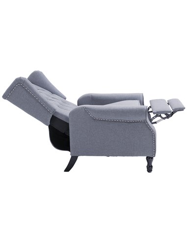 HOMCOM Recliner Armchair for Living Room, Reclining Chair, Wingback Chair with Button Tufted Back and Footrest, Light Grey