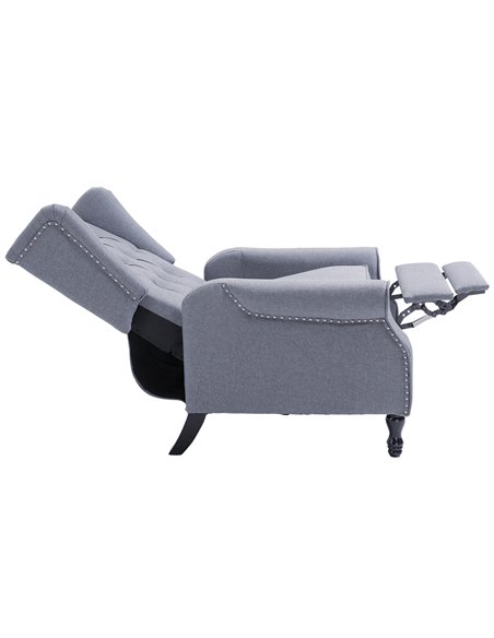 HOMCOM Recliner Armchair for Living Room, Reclining Chair, Wingback Chair with Button Tufted Back and Footrest, Light Grey - pic 30389 | FastDaddyshop