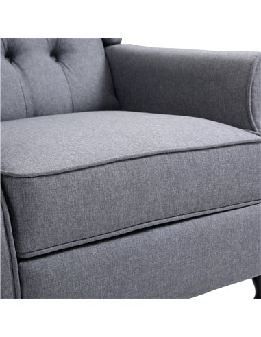 HOMCOM Recliner Armchair for Living Room, Reclining Chair, Wingback Chair with Button Tufted Back and Footrest, Light Grey