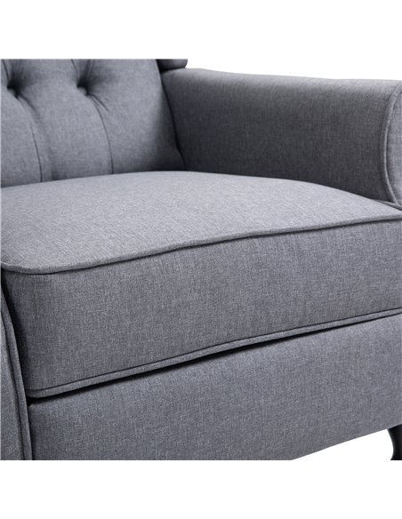 HOMCOM Recliner Armchair for Living Room, Reclining Chair, Wingback Chair with Button Tufted Back and Footrest, Light Grey - pic 30390 | FastDaddyshop