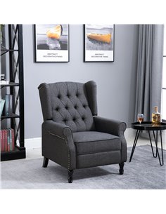 HOMCOM Recliner Armchair, Wingback Chair with Button Tufted Back and Footrest, Dark Grey 2