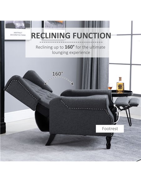 HOMCOM Recliner Armchair, Wingback Chair with Footrest, Dark Grey 833-677V71CG - pic 30394 | FastDaddyshop
