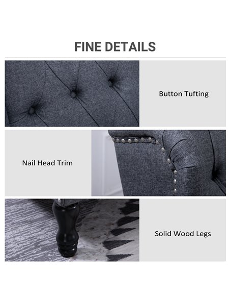 HOMCOM Recliner Armchair for Living Room, Reclining Chair, Wingback Chair with Button Tufted Back and Footrest, Dark Grey - pic 30396 | FastDaddyshop