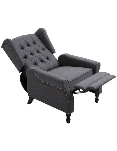 HOMCOM Recliner Armchair for Living Room, Reclining Chair, Wingback Chair with Button Tufted Back and Footrest, Dark Grey - pic 30398 | FastDaddyshop