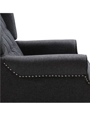 HOMCOM Recliner Armchair for Living Room, Reclining Chair, Wingback Chair with Button Tufted Back and Footrest, Dark Grey