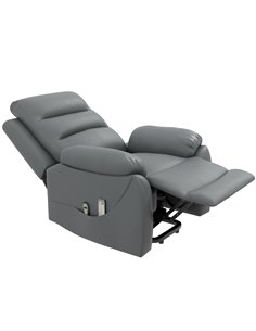 HOMCOM Electric Massage Riser and Recliner Chair for Elderly, PU Leather Power Lift Recliner Armchair, Grey