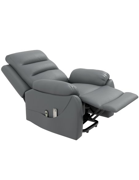 HOMCOM Electric Massage Riser and Recliner Chair for Elderly, PU Leather Power Lift Recliner Armchair, Grey - pic 30400 | FastDaddyshop