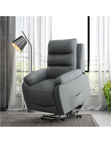 HOMCOM Electric Massage Riser and Recliner Chair for Elderly, PU Leather Power Lift Recliner Armchair, Grey