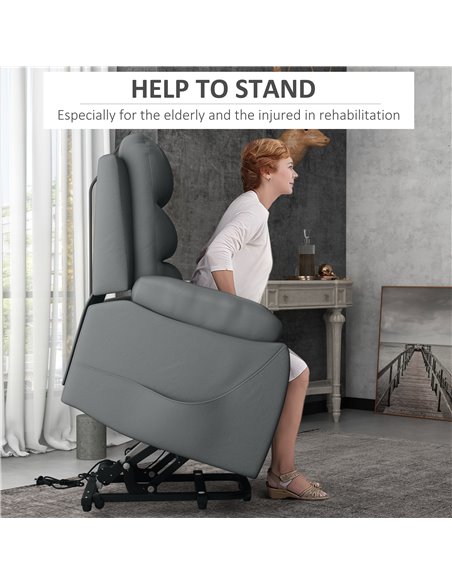 HOMCOM Electric Massage Riser and Recliner Chair for Elderly, Grey 713-095V71GY - pic 30403 | FastDaddyshop
