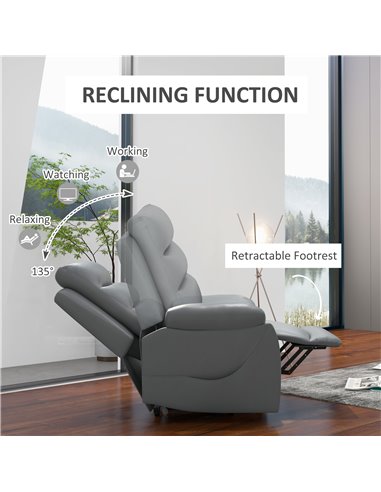 HOMCOM Electric Massage Riser and Recliner Chair for Elderly, Grey 713-095V71GY