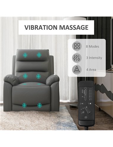 HOMCOM Electric Riser and Recliner Chairs for Elderly, PU Leather Power Lift Recliner Armchair with Vibration Massage, Side Pock