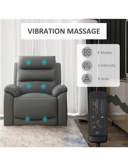 HOMCOM Electric Riser and Recliner Chairs for Elderly, PU Leather Power Lift Recliner Armchair with Vibration Massage, Side Pock - pic 30405 | FastDaddyshop
