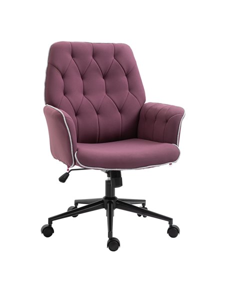 Vinsetto Linen Office Swivel Chair, Mid Back Computer Desk Chair with Adjustable Seat, Arm, Purple - pic 30409 | FastDaddyshop