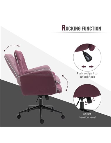 Vinsetto Mid Back Linen Office Computer Desk Chair, Purple 921-103VT