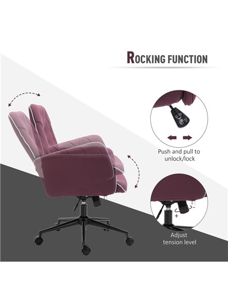 Vinsetto Mid Back Linen Office Computer Desk Chair, Purple 921-103VT - pic 30412 | FastDaddyshop