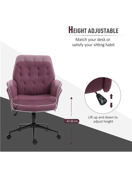 Vinsetto Mid Back Linen Office Computer Desk Chair, Purple 921-103VT - pic 30413 | FastDaddyshop