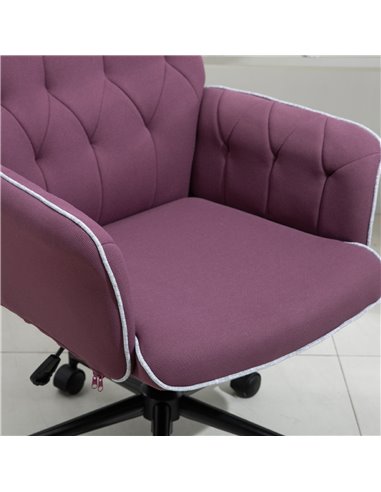 Vinsetto Linen Office Swivel Chair Mid Back Computer Desk Chair with Adjustable Seat, Arm - Purple