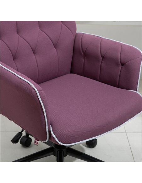 Vinsetto Linen Office Swivel Chair Mid Back Computer Desk Chair with Adjustable Seat, Arm - Purple - pic 30417 | FastDaddyshop