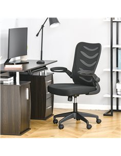 Vinsetto Mesh Swivel Desk Chair with Lumbar Back Support, Flip-Up Arm, Adjustable Height, Black 2