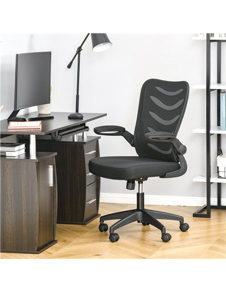 Vinsetto Mesh Swivel Chair for Home Task Desk Chair with Lumbar Back Support, Flip-Up Arm, Adjustable Height, Black - pic 30445 | FastDaddyshop
