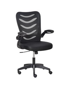 Vinsetto Mesh Swivel Desk Chair with Lumbar Back Support, Flip-Up Arm, Adjustable Height, Black