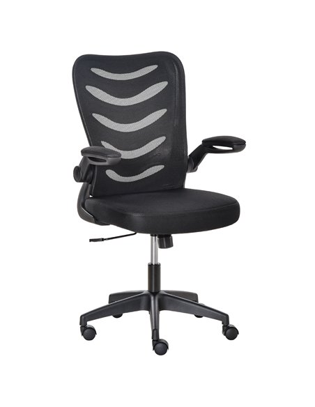 Vinsetto Mesh Swivel Desk Chair with Lumbar Back Support, Flip-Up Arm, Adjustable Height, Black - pic 30446 | FastDaddyshop
