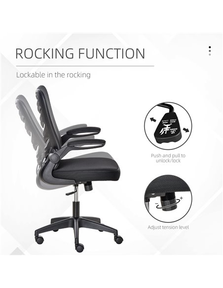 Vinsetto Mesh Swivel Desk Chair with Lumbar Back Support, Black 921-512V70BK - pic 30449 | FastDaddyshop