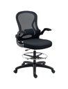Vinsetto Adjustable Standing Desk Chair with Flip-up Armrests, Lumbar Support, Armrests, Adjustable Footrest, Ring, Black