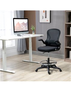 Vinsetto Adjustable Standing Desk Chair with Flip-up Armrests, Lumbar Support, Armrests, Adjustable Footrest, Ring, Black 2