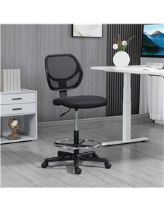 Vinsetto Ergonomic Mesh Standing Desk Chair with Adjustable Footrest Ring and Seat Height, Black 2