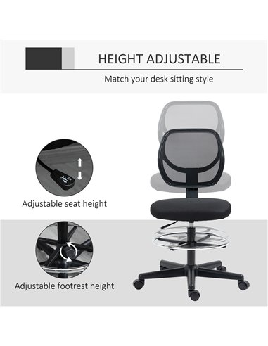 Vinsetto Ergonomic Mesh Standing Desk Chair, Black 921-631V70BK