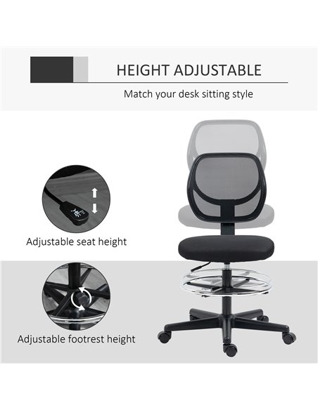 Vinsetto Ergonomic Mesh Standing Desk Chair, Black 921-631V70BK - pic 30466 | FastDaddyshop