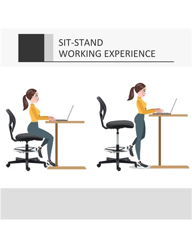 Vinsetto Ergonomic Mesh Standing Desk Chair, Black 921-631V70BK