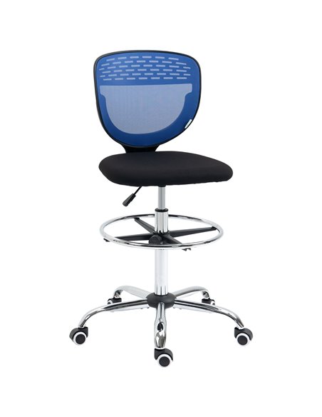Vinsetto Mesh Standing Desk Chair with Lumbar Support, Adjustable Foot Ring, Armless, Dark Blue - pic 30472 | FastDaddyshop