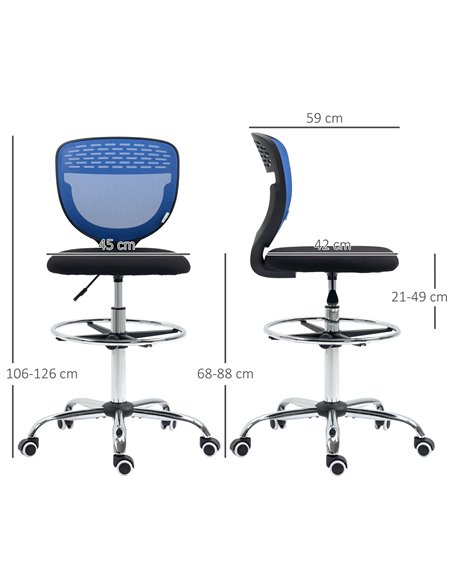 Vinsetto Drafting Chair, Swivel Office Draughtsman Chair, Mesh Standing Desk Chair with Lumbar Support, Adjustable Foot Ring, Ar - pic 30474 | FastDaddyshop