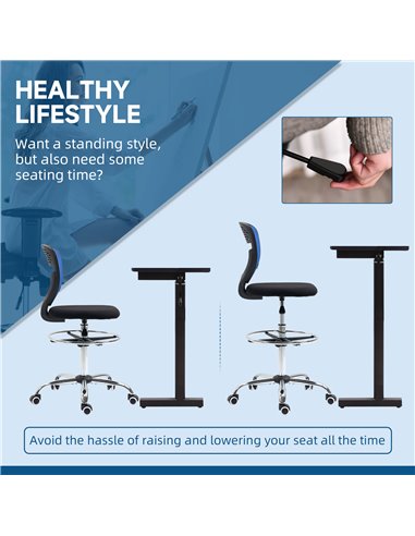 Vinsetto Mesh Standing Desk Chair with Lumbar Support, Dark Blue 921-645V70DB
