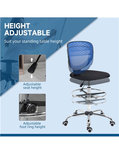 Vinsetto Mesh Standing Desk Chair with Lumbar Support, Dark Blue 921-645V70DB