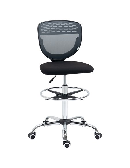Vinsetto Mesh Standing Desk Chair with Lumbar Support, Adjustable Foot Ring, Armless, Grey - pic 30481 | FastDaddyshop