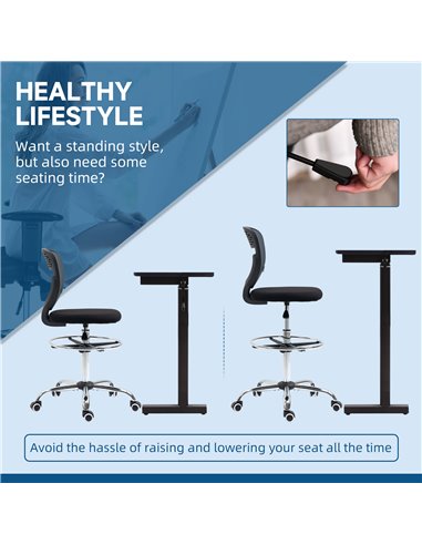 Vinsetto Mesh Standing Desk Chair with Lumbar Support, Grey 921-645V70GY