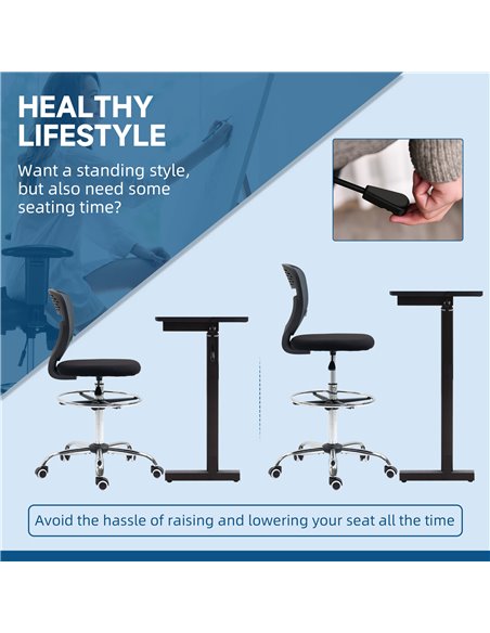 Vinsetto Mesh Standing Desk Chair with Lumbar Support, Grey 921-645V70GY - pic 30484 | FastDaddyshop