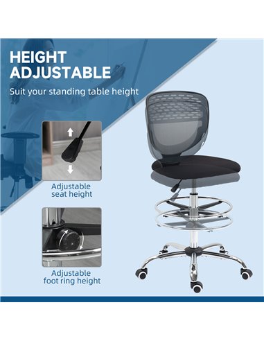 Vinsetto Mesh Standing Desk Chair with Lumbar Support, Grey 921-645V70GY