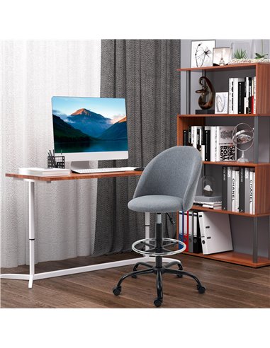 Vinsetto Ergonomic Drafting chair Adjustable Height w/ 5 Wheels Padded Seat Footrest 360° Swivel Freely Comfortable Versatile Us