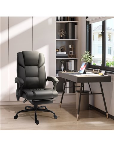 Vinsetto 6-Point PU Leather Massage Racing Chair with Remote, Footrest, Black