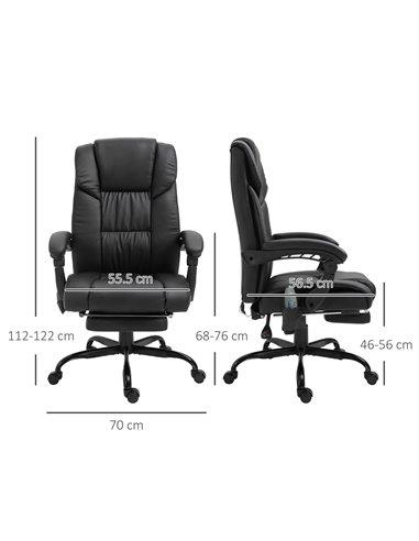 Vinsetto 6-Point PU Leather Massage Racing Chair with Remote, Footrest, Black