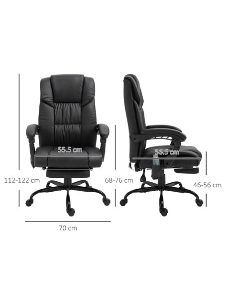 Vinsetto 6-Point PU Leather Massage Racing Chair with Remote, Footrest, Black - pic 30510 | FastDaddyshop