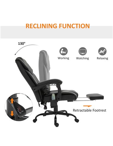 Vinsetto 6-Point PU Leather Massage Racing Chair, Black 921-275V70BK